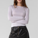 Shirred Basic Long Sleeve - Off White, Women's Tops Collection