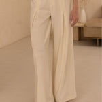 Gathered Wide Leg Pant - Ecru, Women's Pant's Collection
