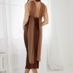 Satin High Neck Dress With Back Sash - Dark Brown, Women's Dresses Collection