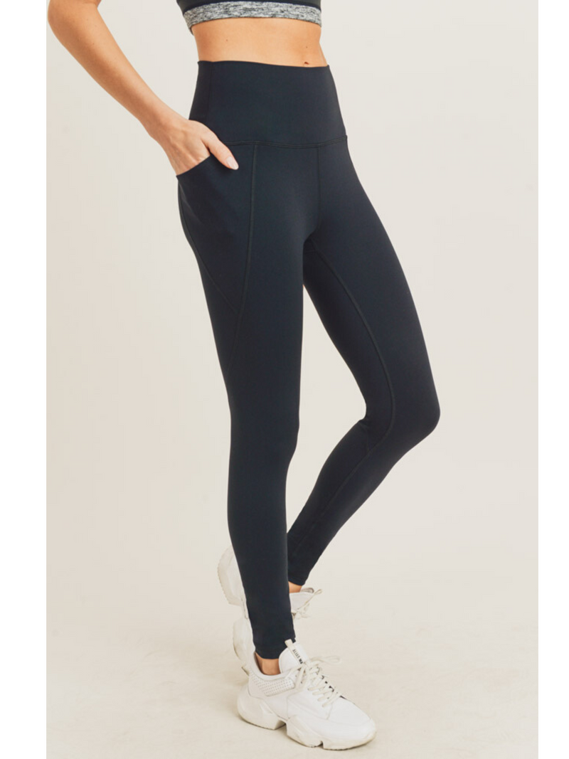 Navy Tapered Band Essential Solid Highwaist Leggings – Pink Pigeon