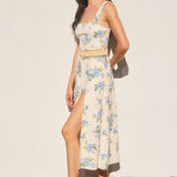 Floral Midi Dress With Belt