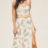Floral Midi Dress With Belt