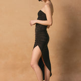 Strapless Holiday Knit Dress - black/rose gold, womens dress collection