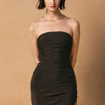 Strapless Holiday Knit Dress - black/rose gold, womens dress collection
