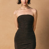 Strapless Holiday Knit Dress - black/rose gold, womens dress collection