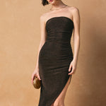 Strapless Holiday Knit Dress - black/rose gold, womens dress collection