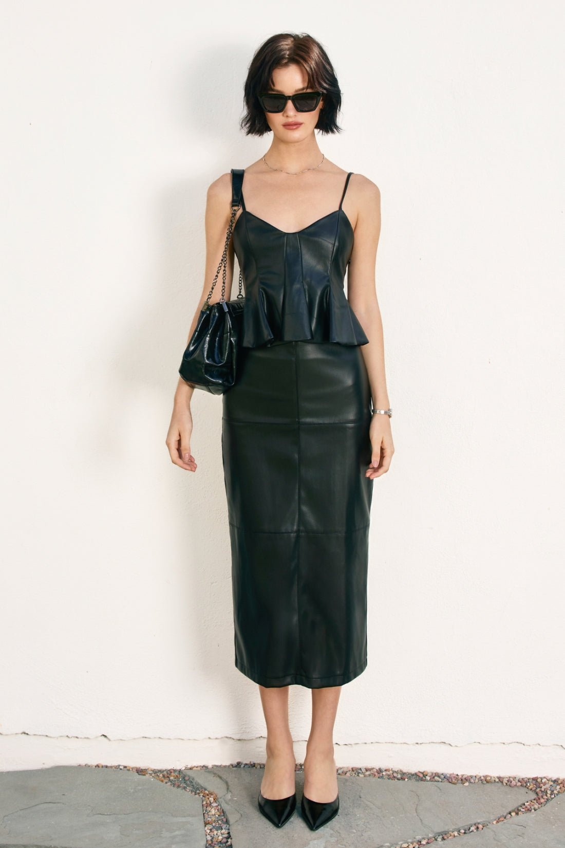 Leather Sleeveless Top - Black, Women's Tops Collection