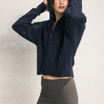 Knit Hooded Sweatshirt - navy, womens sweatshirt collection