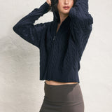 Knit Hooded Sweatshirt - navy, womens sweatshirt collection
