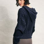 Knit Hooded Sweatshirt - navy, womens sweatshirt collection
