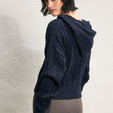 Knit Hooded Sweatshirt - navy, womens sweatshirt collection