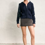 Knit Hooded Sweatshirt - navy, womens sweatshirt collection