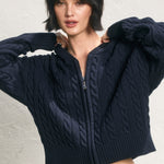 Knit Hooded Sweatshirt - navy, womens sweatshirt collection