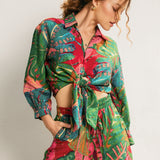 Printed Front Crop Top