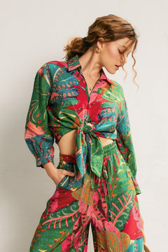 Printed Front Crop Top