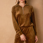 Velour Sweat Outfit - caramel, womens matching set collection