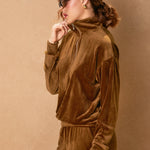 Velour Sweat Outfit - caramel, womens matching set collection