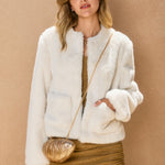Front Pocket Furry Jacket - cream, womens jacket collection