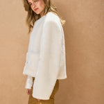 Front Pocket Furry Jacket - cream, womens jacket collection
