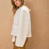 Front Pocket Furry Jacket - cream, womens jacket collection