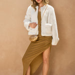 Front Pocket Furry Jacket - cream, womens jacket collection