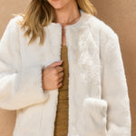 Front Pocket Furry Jacket - cream, womens jacket collection