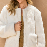 Front Pocket Furry Jacket - cream, womens jacket collection