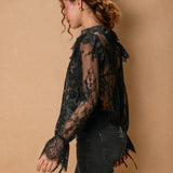 Lace Button Long Sleeve