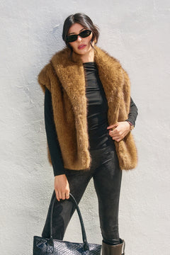 Fur Vest - light brown, womens outerwear collection