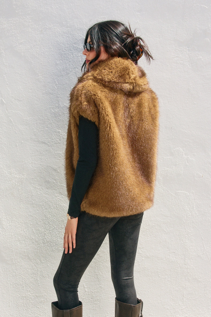 Fur Vest - light brown, womens outerwear collection