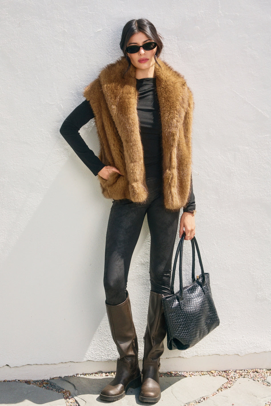 Fur Vest - light brown, womens outerwear collection