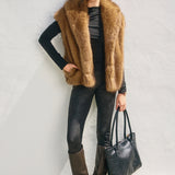 Fur Vest - light brown, womens outerwear collection