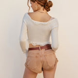 Off Shoulder Top With Lace Insert
