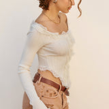 Off Shoulder Top With Lace Insert