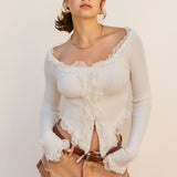 Off Shoulder Top With Lace Insert