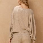 Boat Neck Sweater With Sparkle Detail - taupe, womens top/matching set collection