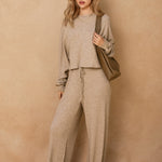 Boat Neck Sweater With Sparkle Detail - taupe, womens top/matching set collection