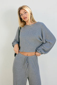 Boat Neck Sweater With Sparkle Detail - grey, womens top/matching set collection