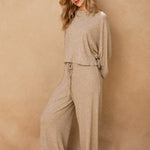 Boat Neck Sweater With Sparkle Detail - taupe, womens top/matching set collection