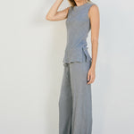 Ribbed Wide Leg Pant With Sparkle Detail - grey, womens pants/matching set collection