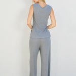 Ribbed Wide Leg Pant With Sparkle Detail - grey, womens pants/matching set collection