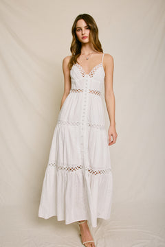 Eyelet Sleeveless Maxi With Buttons