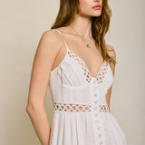 Eyelet Sleeveless Maxi With Buttons