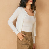 Tank With Button Cardigan - white, womens cardigan collection