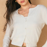 Tank With Button Cardigan - white, womens cardigan collection