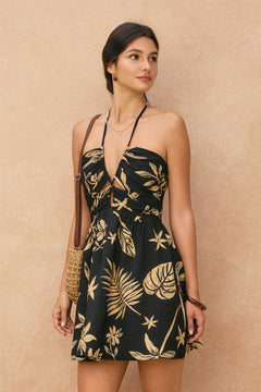 Printed Halter Mini Dress