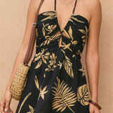 Printed Halter Mini Dress