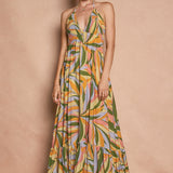 Multi Color Smock Halter Maxi Dress