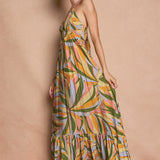 Multi Color Smock Halter Maxi Dress