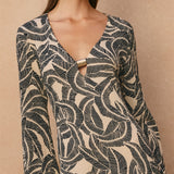 Printed Long Sleeve Maxi